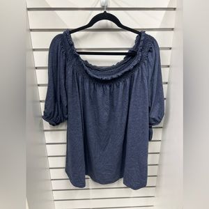 Lane Bryant 26 / 28 Blue Off Shoulder Top